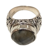 Bague Labradorite Ronde Facettée Argent 925 Ciselé Type Chevalière Taille 55
