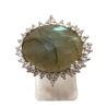 Bague Labradorite Ovale Facettée Topaze Blanche Facettée Argent 925 Taille 56