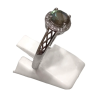 Bague Labradorite et Topaze Blanche Rondes Facettées Argent 925 Taille 58+