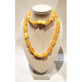 Collier Ambre Baltique Miel Mat avec Fermoir à Vis 44 cm