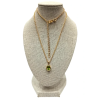 Pendentif Péridot Ovale Facetté avec Chaîne 40+5cm Argent 925 Plaqué Or "Vermeil"