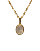 Pendentif Pierre de Lune Blanche Ovale avec Chaîne 40+4,5cm Argent 925 Plaqué Or "Vermeil"