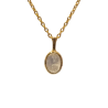 Pendentif Pierre de Lune Blanche Ovale avec Chaîne 40+4,5cm Argent 925 Plaqué Or "Vermeil"