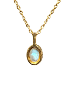 Pendentif Pierre de Lune Blanche Ovale avec Chaîne 40+4,5cm Argent 925 Plaqué Or "Vermeil"