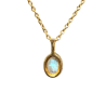 Pendentif Pierre de Lune Blanche Ovale avec Chaîne 40+4,5cm Argent 925 Plaqué Or "Vermeil"