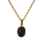 Pendentif Saphir Ovale Facetté avec Chaîne 40+4,5cm Argent 925 Plaqué Or "Vermeil"