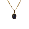 Pendentif Saphir Ovale Facetté avec Chaîne 40+4,5cm Argent 925 Plaqué Or "Vermeil"