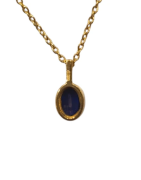 Pendentif Saphir Ovale Facetté avec Chaîne 40+4,5cm Argent 925 Plaqué Or "Vermeil"