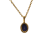 Pendentif Saphir Ovale Facetté avec Chaîne 40+4,5cm Argent 925 Plaqué Or "Vermeil"