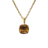 Pendentif Citrine Carrée Facettée avec Chaîne 40+5cm Argent 925 Plaqué Or "Vermeil"