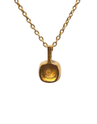 Pendentif Citrine Carrée Facettée avec Chaîne 40+5cm Argent 925 Plaqué Or "Vermeil"