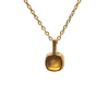 Pendentif Citrine Carrée Facettée avec Chaîne 40+5cm Argent 925 Plaqué Or "Vermeil"