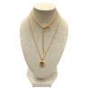 Pendentif Citrine Carrée Facettée avec Chaîne 40+5cm Argent 925 Plaqué Or "Vermeil"