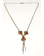 Collier Ambre Baltique et Vert sur Chaîne Acier 44 cm