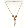 Collier Ambre Baltique et Vert sur Chaîne Acier 44 cm