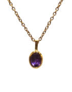 Pendentif Améthyste Ovale Facettée avec Chaîne 40+5cm Argent 925 Plaqué Or "Vermeil"