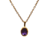Pendentif Améthyste Ovale Facettée avec Chaîne 40+5cm Argent 925 Plaqué Or "Vermeil"