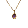 Pendentif Améthyste Ovale Facettée avec Chaîne 40+5cm Argent 925 Plaqué Or "Vermeil"