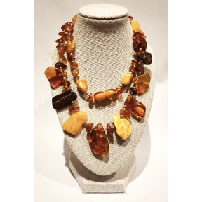 Collier Ambre Baltique Multicolore Baroque avec Fermoir à Vis 52 cm