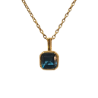 Pendentif Topaze Bleue de Londres Carrée Facettée avec Chaîne 40+4,5cm Argent 925 Plaqué Or "Vermeil"