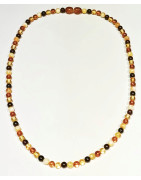 Collier Ambre Baltique Multicolore Pierres Rondes 5mm avec Fermoir à Vis 45 cm