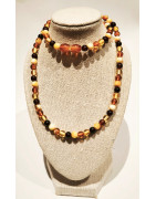 Collier Ambre Baltique Multicolore Pierres Rondes 5mm avec Fermoir à Vis 45 cm