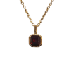 Pendentif Grenat Rouge Carré Facetté avec Chaîne 40+5cm Argent 925 Plaqué Or "Vermeil"