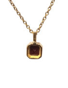 Pendentif Grenat Rouge Carré Facetté avec Chaîne 40+5cm Argent 925 Plaqué Or "Vermeil"