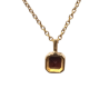 Pendentif Grenat Rouge Carré Facetté avec Chaîne 40+5cm Argent 925 Plaqué Or "Vermeil"