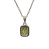 Pendentif Péridot Rectangulaire Facetté avec Chaîne 40+3cm Argent 925