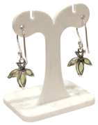 Boucles Péridot Navette Facetté Feuille Argent 925