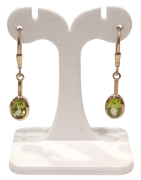 Boucles Péridot Ovale Facetté Argent 925 Plaqué Or "Vermeil"