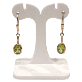 Boucles Péridot Ovale Facetté Argent 925 Plaqué Or "Vermeil"
