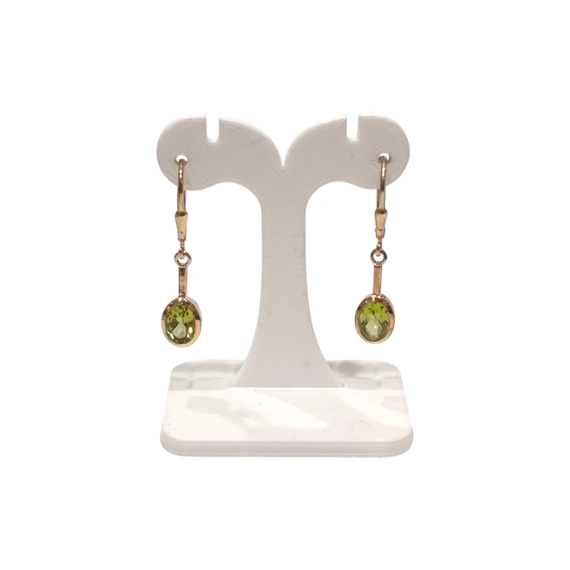 Boucles Péridot Ovale Facetté Argent 925 Plaqué Or "Vermeil"