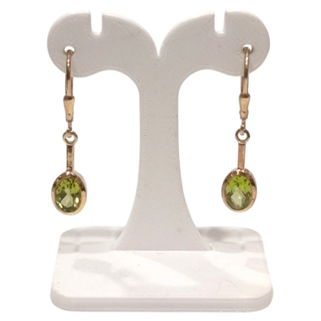 Boucles Péridot Ovale Facetté Argent 925 Plaqué Or "Vermeil"