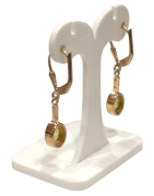 Boucles Péridot Ovale Facetté Argent 925 Plaqué Or "Vermeil"