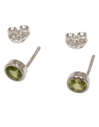 Boucles Péridot Rond Facetté Argent 925