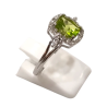 Bague Péridot Rectangulaire Facetté et Topaze Blanche Facettées Argent 925 Taille 59