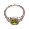 Bague Péridot Rectangulaire Facetté et Topaze Blanche Facettées Argent 925 Taille 59