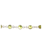 Bracelet Péridot Rond 17+3cm Argent 925