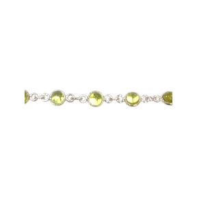 Bracelet Péridot Rond 17+3cm Argent 925