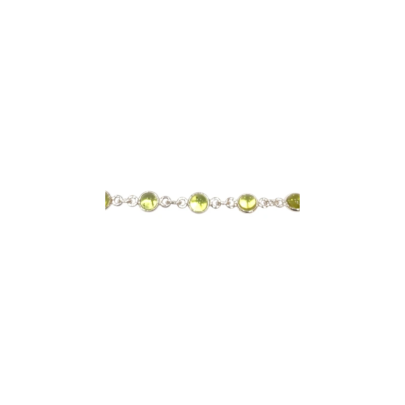 Bracelet Péridot Rond 17+3cm Argent 925