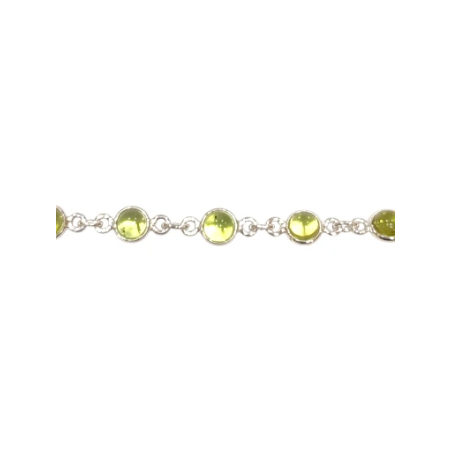 Bracelet Péridot Rond 17+3cm Argent 925