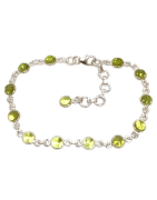 Bracelet Péridot Rond 17+3cm Argent 925