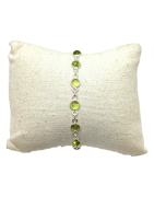 Bracelet Péridot Rond 17+3cm Argent 925