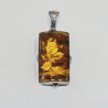 Pendentif Ambre Baltique Type Camé avec Rose Gravée et Chaîne Argent 925 50 cm