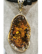Pendentif Ambre Baltique avec Cordon Cuir 35 cm