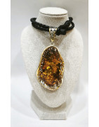 Pendentif Ambre Baltique avec Cordon Cuir 35 cm
