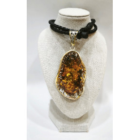 Pendentif Ambre Baltique avec Cordon Cuir 35 cm