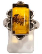 Bague Ambre Baltique Argent 925 Taille 58